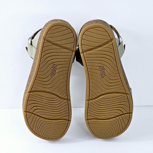 New! Teva Madera Wedge Leather Platform Sandals in Eucalyptus - Picture 11 of 13